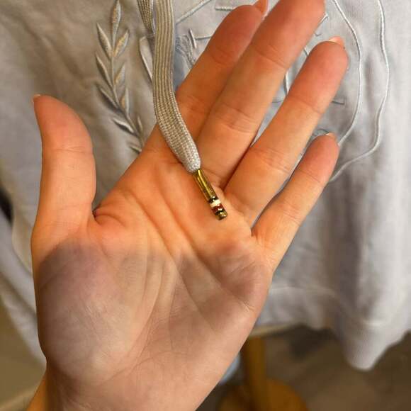 Tommy Hilfiger wms Light Blue Crop Hoodie Collegiate Crest Logo Size S - Picture 2 of 3